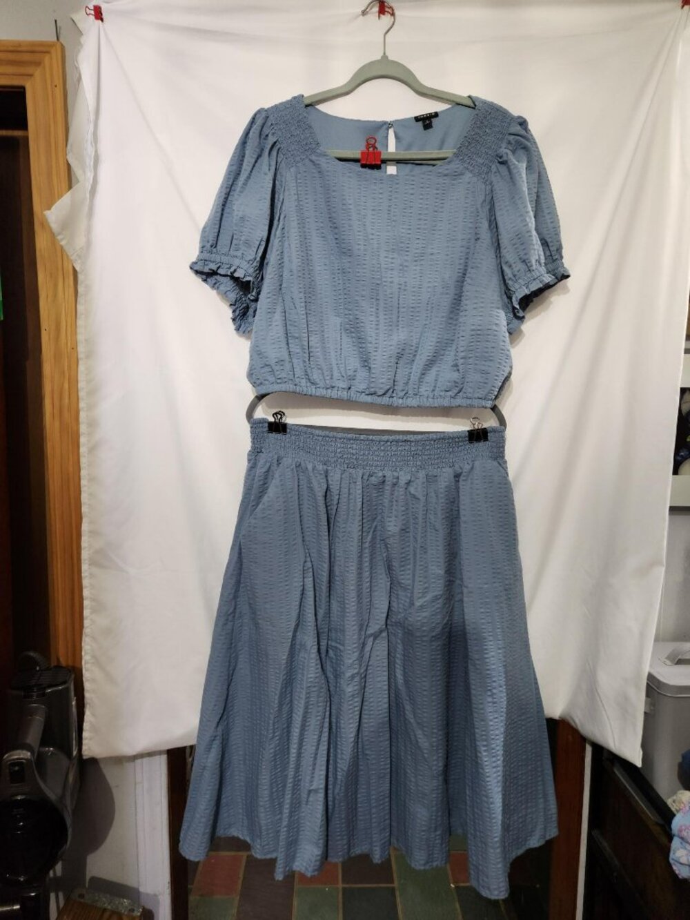 Torrid Midi Seersucker Smocked Skirt Set Mountain Spring Size 2 Cottagecore